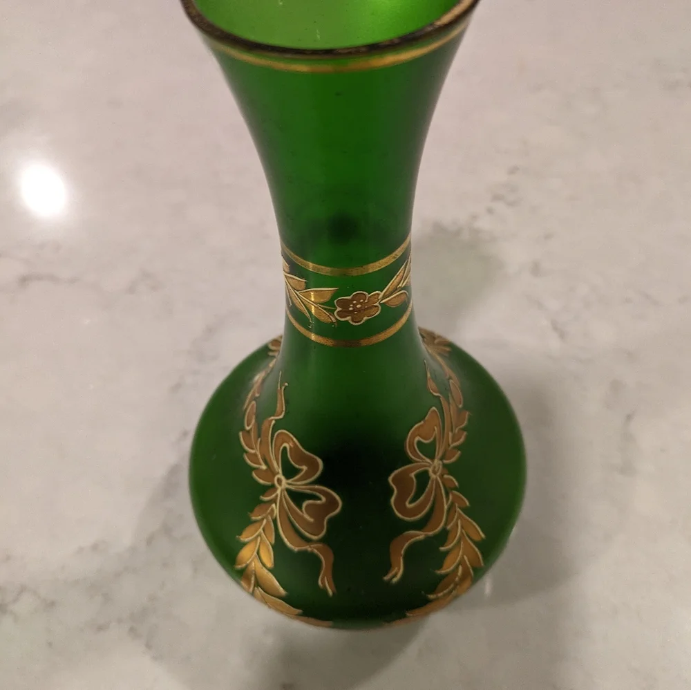 Green & Gold Vase. Unmarked